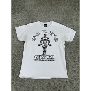 VTG Gold's Gym Shirt Mens Medium White Venice California Muscle Graphic Made USA